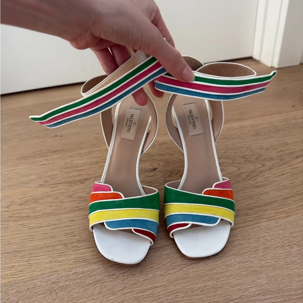Valentino Garavani Rainbow Suede Strap Heels Size 39